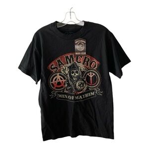 Sons of Anarchy Reaper Men’s T Shirt Black SAMCRO Crew Neck Bikercore SOA Edgy